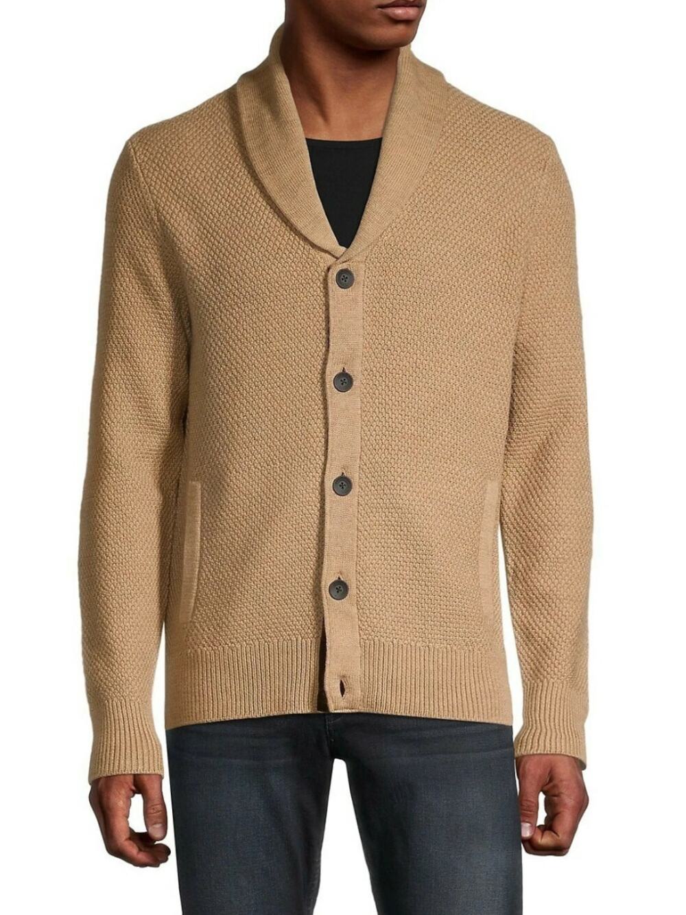 RAG & BONE Cardiff Shawl Collar Wool Cotton Cardigan Men's Size Medium Tan